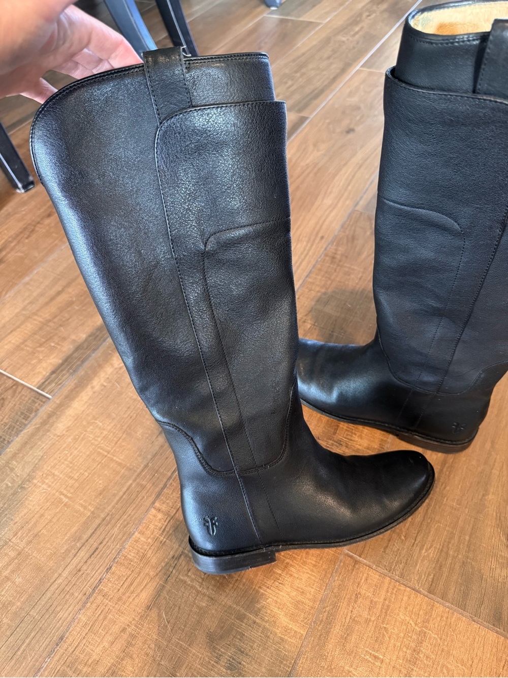 FRYE PAIGE Black Tall Riding Boots - Classic Equestrian Style - Picture 6 of 11